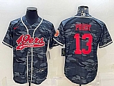 Men's San Francisco 49ers #13 Brock Purdy Grey Camo With Patch Cool Base Stitched Baseball Jersey,baseball caps,new era cap wholesale,wholesale hats